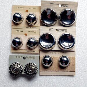 5 FashionClip-on Earring Bundle chrome plated 24-34mm diameter